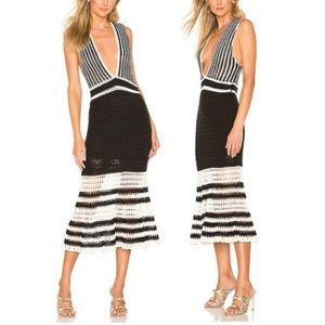 X by NBD Lana Midi Dress in Black & Ivory